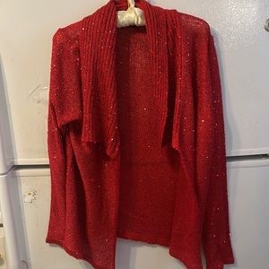 Casual Express Red Beaded Sweater Size XL Poly/Acrylic Beading clo1